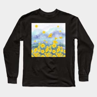 Daylily flowers over stormy sky Long Sleeve T-Shirt